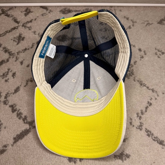 HOKA One One Navy and Neon Yellow Embroidered Running Outdoors Mesh Trucker Hat - Picture 3 of 5